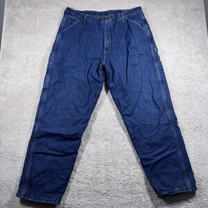 Wrangler Fleece Lined Carpenter Denim Jeans Men's 38x32 Winter Workwear